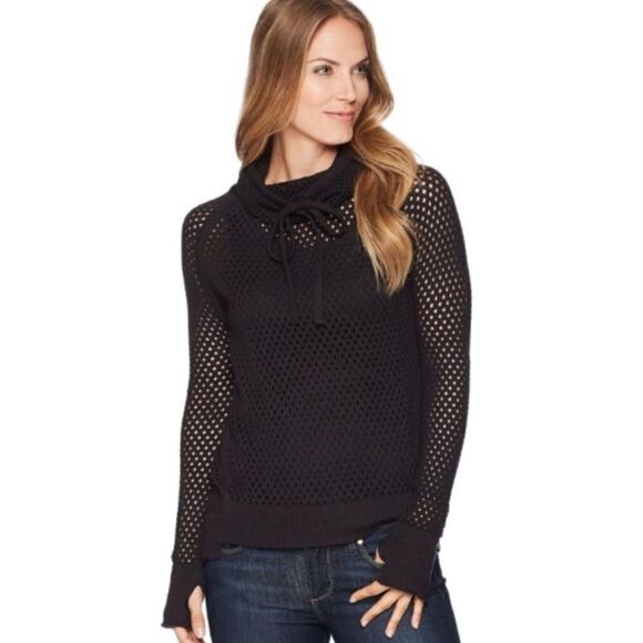 Prana Translucent Cowl Neck Sweater Black - Picture 1 of 11